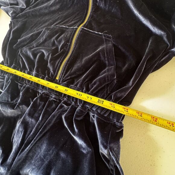 Fabletics Sz M Velour Wide-leg Jumpsuit Womens Navy Blue Zip Front Cozy NWT - Picture 10 of 12